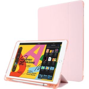Voor iPad 10.2 Airbag Horizontale Flip Lederen Behuizing met drievoudige houder & penhouder(roze)