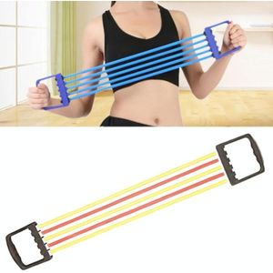 2 STUKS Vijf-buis tpe muur katrol elastische touw home fitness apparatuur voor dames en kinderen  willekeurige kleur levering
