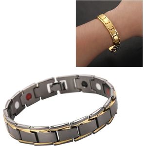 Mannen afneembare Titanium staal magnetische therapie armband sieraden (zwart goud)