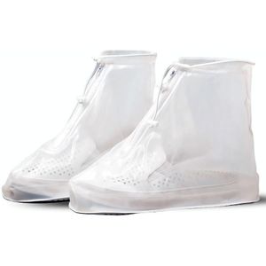 1 Paar Regenachtige Outdoor Anti-Slag Waterdichte Schoenkap Verdikking Repetitive Gebruik Shoe Cover L (White)