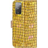 Voor Samsung Galaxy S20 FE Laser Glitter Powder Matching Crocodile Texture Horizontale Flip Lederen case met kaartslots & portemonnee(goud)