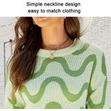 Dames casual pullover sweater ronde hals golfpatroon botsing kleur gebreide trui  maat: XL