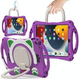 Leuke Cat King Kids Shockproof Eva Beschermend geval met Houder & Schouderriem & Handvat voor Ipad 10.2 2019/2020 / 2021 / PRO 10.5 (Paars)