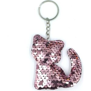 10 stks Pet Pailletten Reflecterende kat Sleutelhanger tas auto hanger  kleur: roze 3