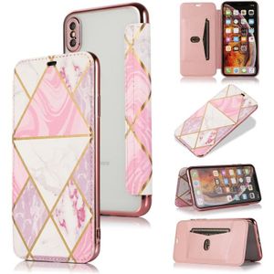 Bronzing Plating PU + TPU Horizontale Flip Leren Case met Houder & Card Slot voor iPhone XS MAX (roze wit)