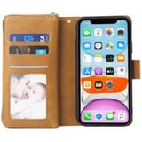 Voor iPhone 11 Zipper Wallet Bag Horizontale Flip PU Lederen case met Houder & 9 Card Slots & Wallet & Lanyard & Photo Frame(Bruin)