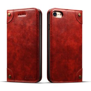 Voor iPhone 8/7 barok eenvoudige horizontale Flip lederen draagtas  met houder & kaartsleuven & portemonnee (rood)