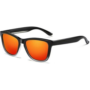 Unisex Retro Fashion kunststof Frame UV400 gepolariseerde zonnebril (kleurovergang zwart + rood)