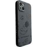 Voor iPhone XR Astronaut patroon siliconen telefoonhoes met rechte rand (Flying Astronaut-Black)