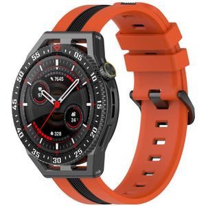 Voor Huawei Watch GT3 Pro 43 mm 20 mm verticale tweekleurige siliconen horlogeband (oranje + zwart)