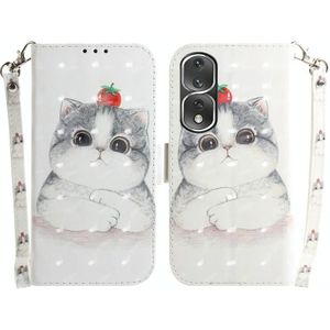 Voor Honor 80 Pro 3D gekleurde horizontale flip lederen telefoonhoes (schattige kat)