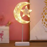 Sterren en maan rotan romantische vakantie LED licht met houder  warme Fairy decoratieve Lamp nachtlampje voor Kerstmis  bruiloft  slaapkamer (Warm wit)