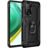 Voor Xiaomi Mi 10T Pro 5G Schokbestendige TPU + PC Beschermhoes met 360 graden roterende houder(Zwart)