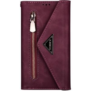 Voor Samsung Galaxy A70 / A70s Skin Feel Zipper Horizontale Flip Lederen case met Holder & Card Slots & Photo Frame & Lanyard & Long Rope(Wine Red)