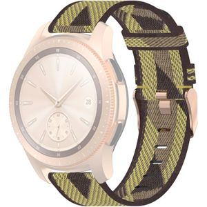 20mm Stripe Weave Nylon Polsband horlogeband voor Galaxy Watch 42mm  Galaxy Active / Active 2  Gear Sport  S2 Classic (Geel)