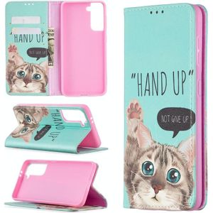 Voor Samsung Galaxy S30 Gekleurd tekenpatroon Onzichtbaar magnetisch horizontaal flip pu lederen hoesje met houder & kaartslots & portemonnee(Cat)