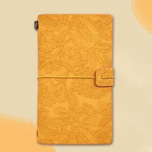 A6 Retro Lace Carved Girls Hand Ledger Diary Met 3 Aparte Binnenpagina's (Fel Oranje)