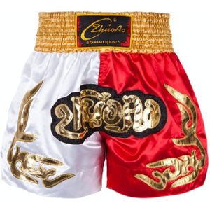 ZhuoAo Muay Thai / Boksen / Sanshou / Fighting Shorts voor mannen en vrouwen  Maat: XXXL (Gele Taille Stiksels)