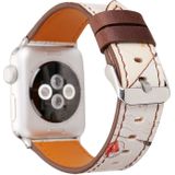 Voor Apple Watch serie 3 & 2 & 1 42mm Retro bloem serie Mail patroon Wrist Watch lederen Band