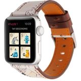 Voor Apple Watch serie 3 & 2 & 1 42mm Retro bloem serie Mail patroon Wrist Watch lederen Band