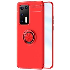 Voor Huawei P40 metalen ringhouder 360 graden roterende TPU-behuizing (rood+rood)