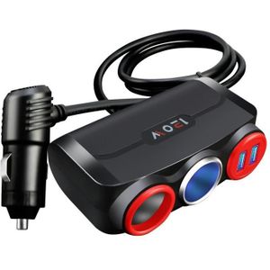 Auto sigarettenaansteker multifunctionele mobiele telefoon opladen USB auto lading 12 / 24V-adapterstekker (zwart rood)