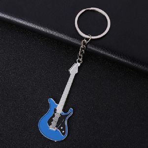 2 PCS Creative Guitar Keychain Metal Musical Instrument Hanger (Blauw)