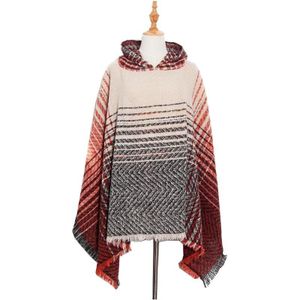 Lente herfst winter geruit patroon hooded mantel sjaal sjaal  lengte (CM): 135cm (DP4-01 Rood)