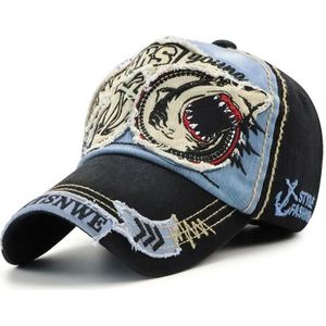 13948 Shark Pattern Washable Baseball Cap Lente en Herfst Sun Hat  Size: One Size (Denim Blue)