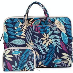 LSEN LS-116 Simple Laptop Bag Business Laptop Liner Tas  Grootte: 13.3 inch (Canvas Kleurrijke bladeren Blauw)