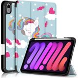 Painted Pattern TPU Horizontal Flip Leather Case with Three-folding Holder & Pen Slot & Sleep / Wake-up Function For iPad mini 6(Lazy Cat)