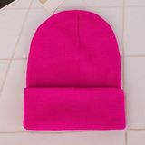 Eenvoudige effen kleur warme Pullover gebreide Cap voor mannen/vrouwen (Rose)