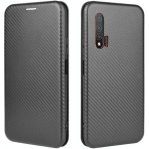 Voor Huawei nova 6 5G Carbon Fiber Texture Magnetic Horizontal Flip TPU + PC + PU Leather Case met kaartsleuf(zwart)