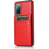 Voor Samsung Galaxy S20 FE Solid Color PC + TPU Beschermhoes met houder & Card Slots (Rood)