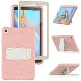 Voor Samsung Galaxy Tab A 10.1  T510 3-Layer Protection Screen Frame + PC + Siliconen Shockproof Combinatie Case met Houder (Cherry Blossoms Pink)