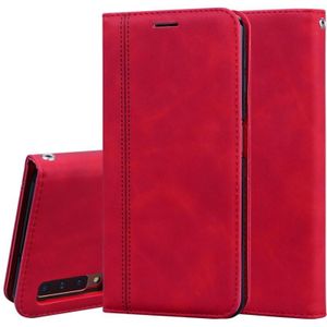Voor Samsung Galaxy A7 (2018) Frosted Business Magnetic Horizontal Flip PU Leather Case met Holder & Card Slot & Lanyard(Red)