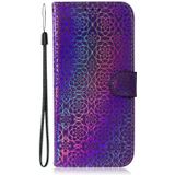Voor Galaxy A71 Solid Hyun Color Magnetic Attraction Horizontal Flip Leather Case met Lanyard  Support Holder & Card Slot & Wallet(Purple)