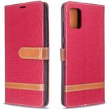 For Galaxy A51 Color Matching Denim Texture Horizontal Flip PU Leather Case with Holder & Card Slots & Wallet & Lanyard(Red)