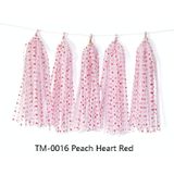 6 pakken kleur polka dot papier kwastjes verjaardag kamer decoratie lint guirlande (TM-0016 perzik hart rood)
