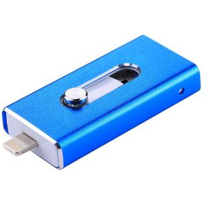 RQW-02 3 in 1 USB 2.0 & 8 Pin & Micro USB 64GB Flash Drive  voor iPhone & iPad & iPod & meeste Android Smartphones & PC Computer(Blue)