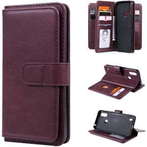 Voor Motorola Moto E6S 2020 Multifunctionele Magnetische koperen gesp Horizontale Flip Solid Color lederen kast met 10 Card Slots & Wallet & Holder & Photo Frame (Wine Red)