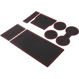 7 in 1 Car Water Cup Gate Slot Mats Silicon Anti-Slip Interior Door Pad voor Tesla Model 3 (Rood)