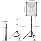 2 STKS PULUZ 50X70CM Studio Softbox + 1.6m Statief Mount + Enkele E27 30W 5700K Witte Licht LED Gloeilamp Photography Lighting Kit (EU-stekker)