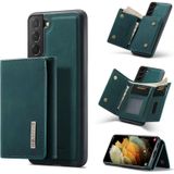 For Samsung Galaxy S21 DG.MING M1 Series 3-Fold Multi Card Wallet + Magnetic Back Cover Shockproof Case with Holder Function(Green)
