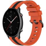 Voor Amazfit GTR 2e 22 mm verticale tweekleurige siliconen horlogeband (oranje + zwart)