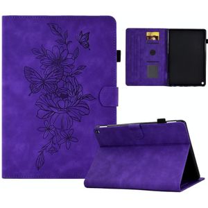 Voor Amazon Kindle Fire HD8 2022 Peony Butterfly relif lederen Smart Tablet Case