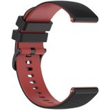 Voor Amazfit GTR 47 mm 22 mm geruite tweekleurige siliconen horlogeband (zwart + rood)