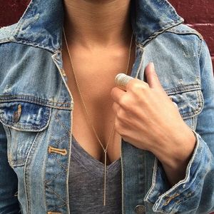 Vrouwen eenvoudige Chain choker trui ketting (goud)