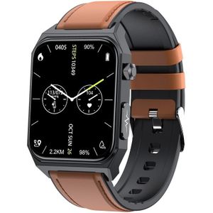 E530 1 91 inch IP68 waterdichte lederen band smartwatch ondersteunt ECG / niet-invasieve bloedsuiker