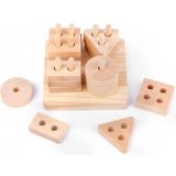 2 PCS kinderen Montessori iron boxed speelgoed baby puzzel verlichting vroeg onderwijs bouwsteen puzzel speelgoed (4 kolom sets)